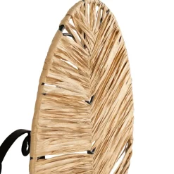 Applique en raphia et fer naturel et noir h32cm - Tulum