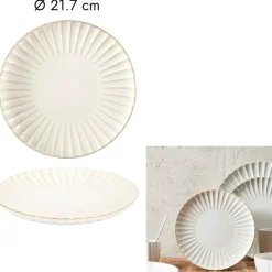Assiette à dessert en céramique beige d21cm - Vlora