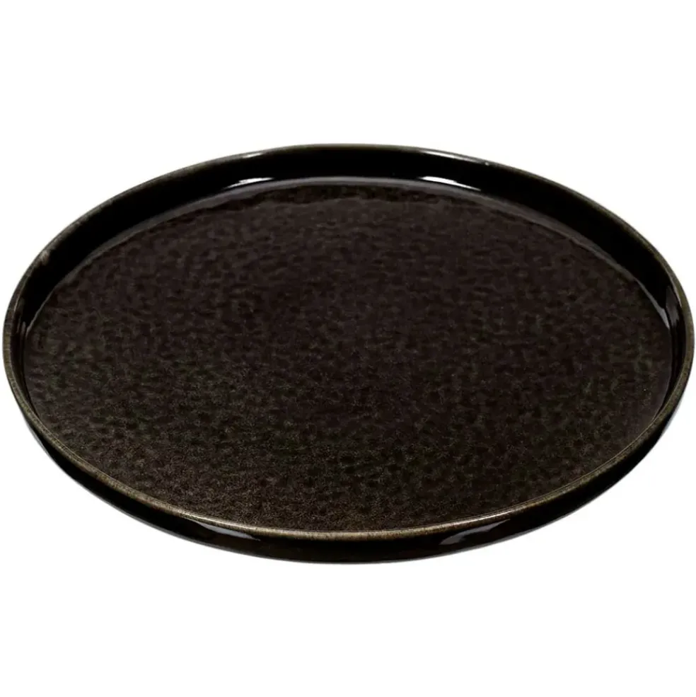 Assiette à dessert en grès noir d20.5cm