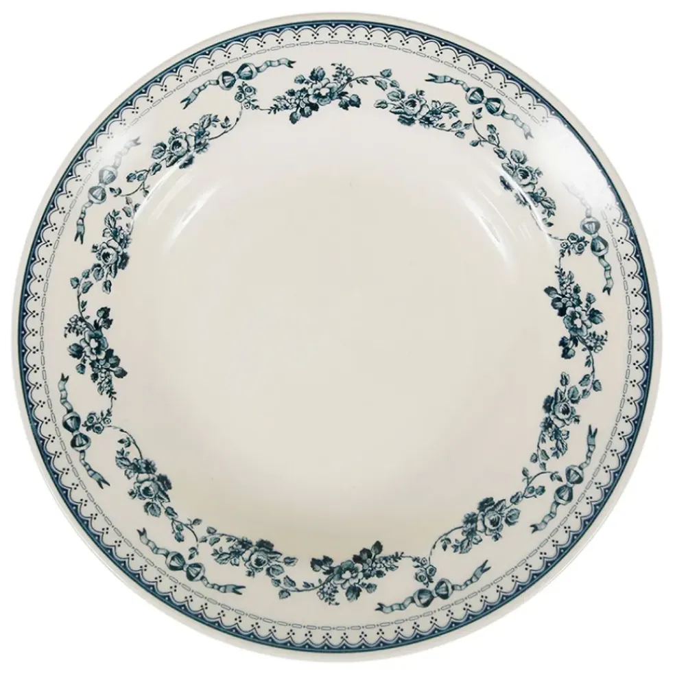 Assiette creuse en faïence bleu ancien d23cm - faustine
