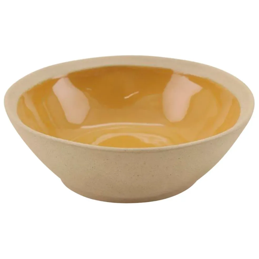 Assiette creuse en grès curry d18cm - Jade