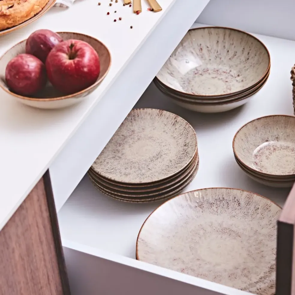 Assiette de dessert en grès brun d21cm - Akaris