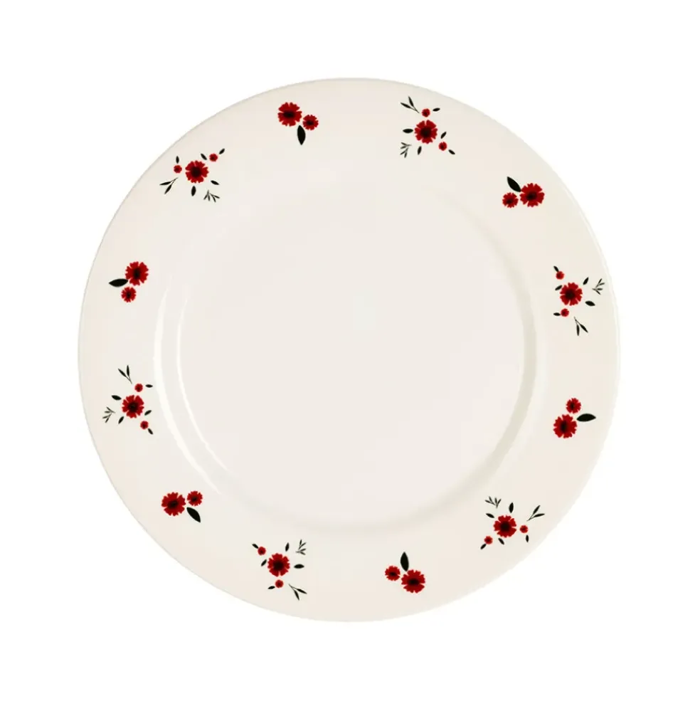 Assiette dessert en faience rouge d22.5cm - Paquerette