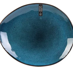 Assiette galet en grès bleu d22cm - au gres du temps