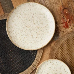 Assiette plate beige d27.5cm en faience - lisere