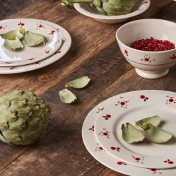 Assiette plate en faience rouge d27cm - Paquerette