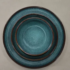 Assiette plate en grès bleu d27cm - Volga