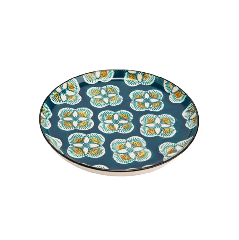 Assiette plate en grès bleu d26cm - imany