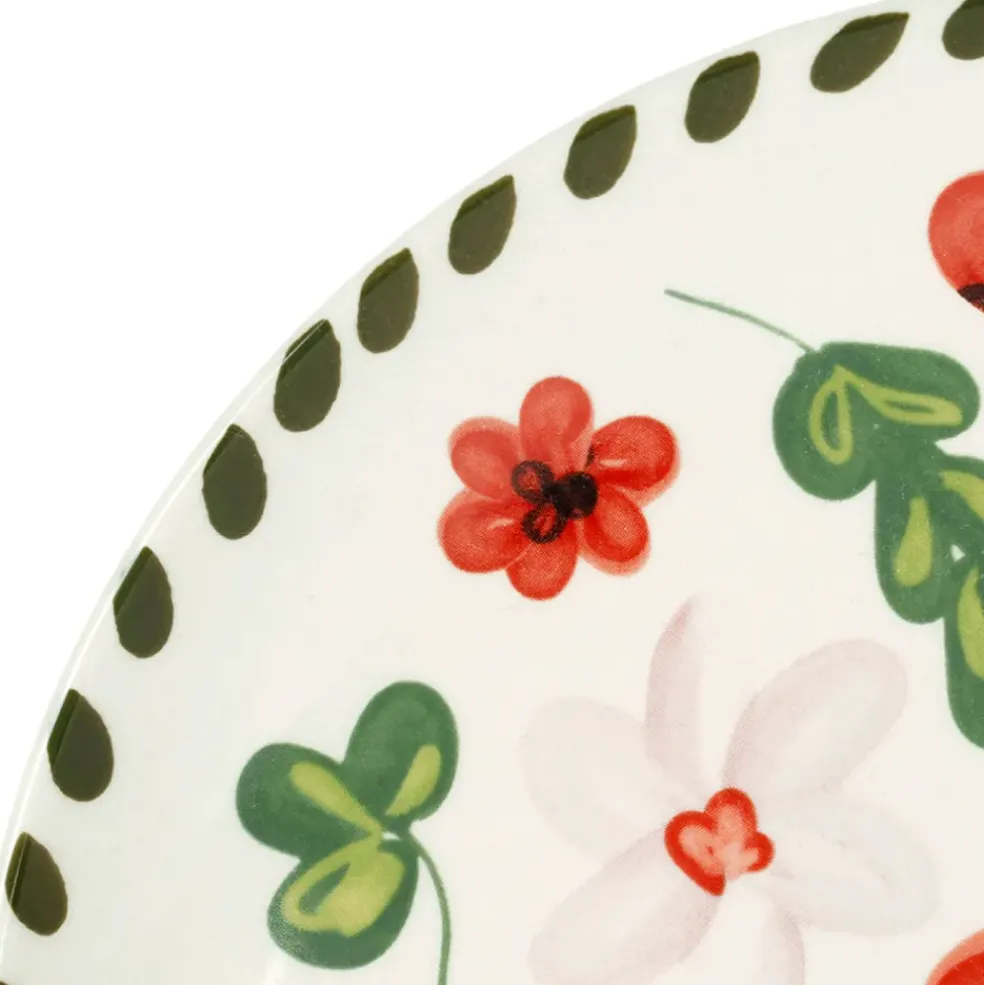 Assiette plate en grès fleur multicolore d20.5cm - Bellagio