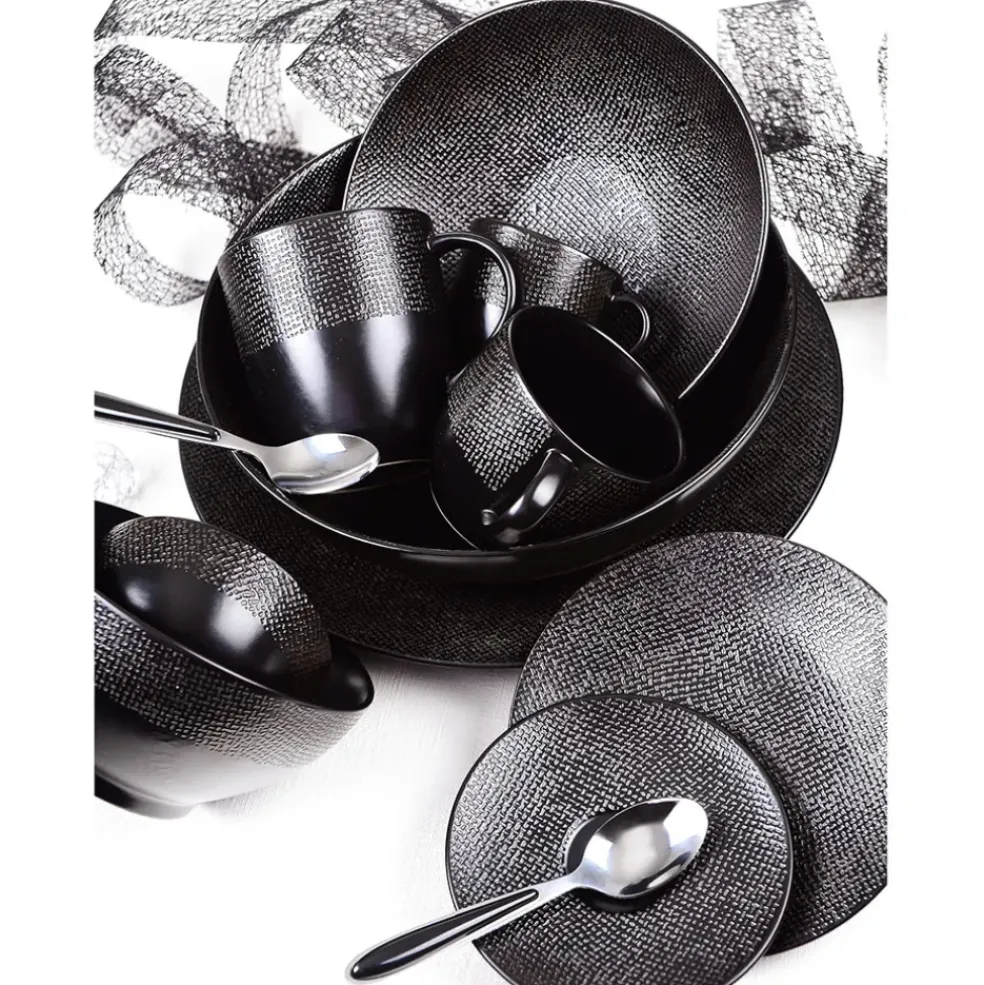 Assiette plate en grès noir d27cm - Vesuvio