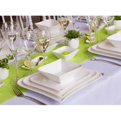 Assiette plate 25.5x25.5cm melody blanc