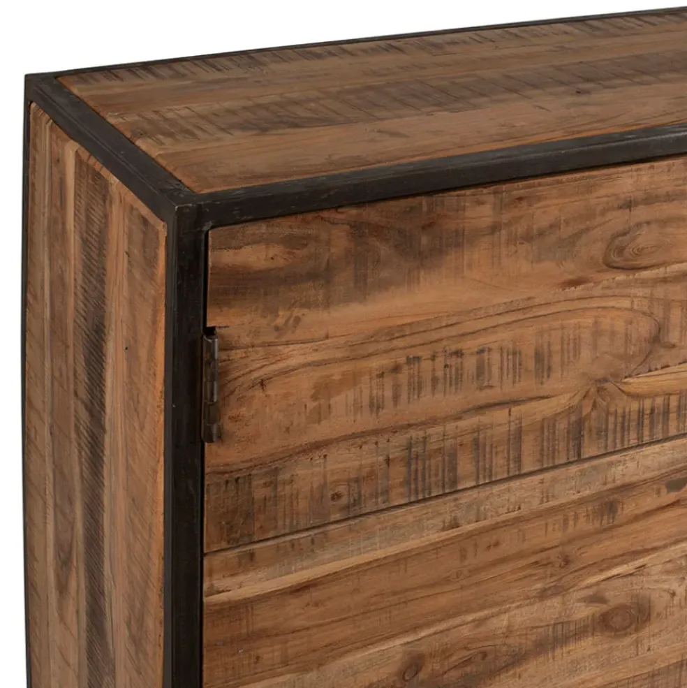 Bahut en acacia et fer noir l150cm - Factory