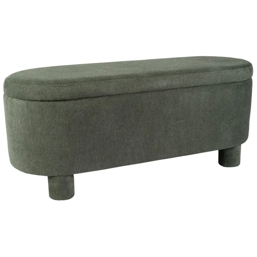 Banc coffre en tissu vert - Tessia