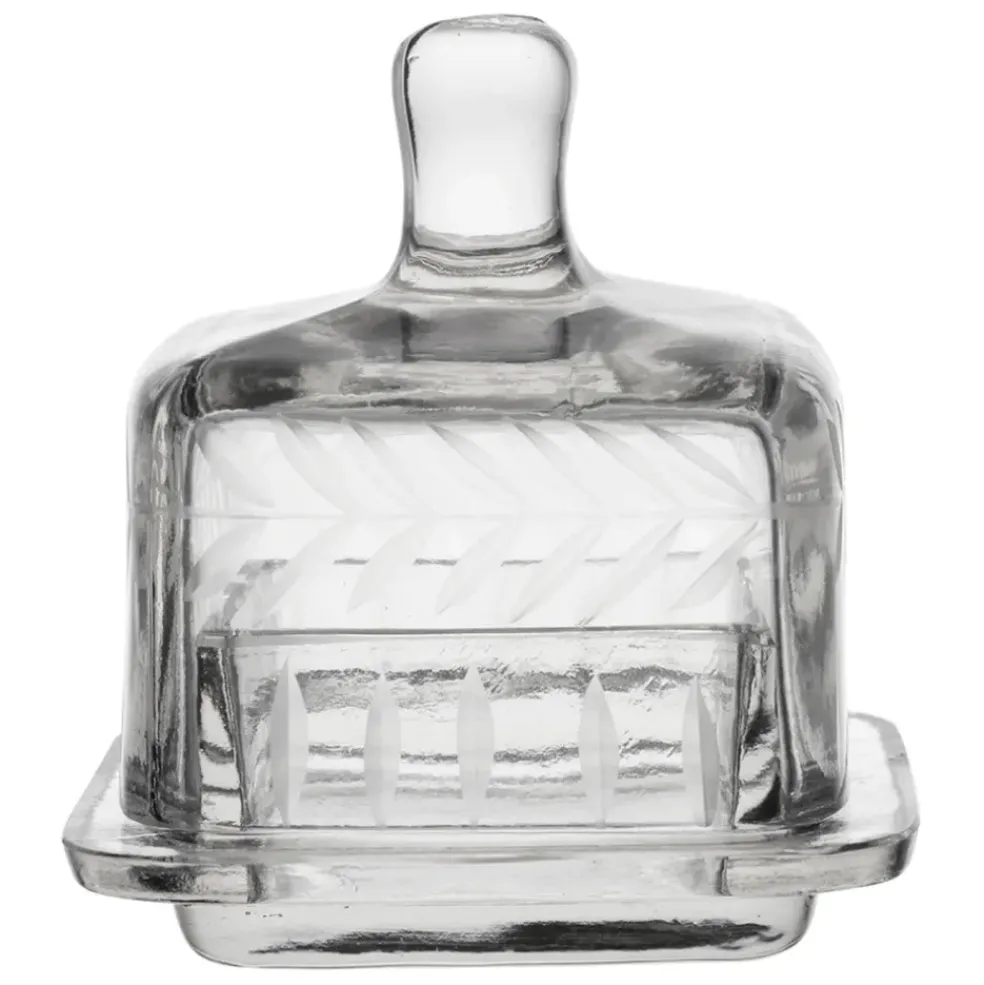 Beurrier carré en verre transparent 8x8cm - Azelie
