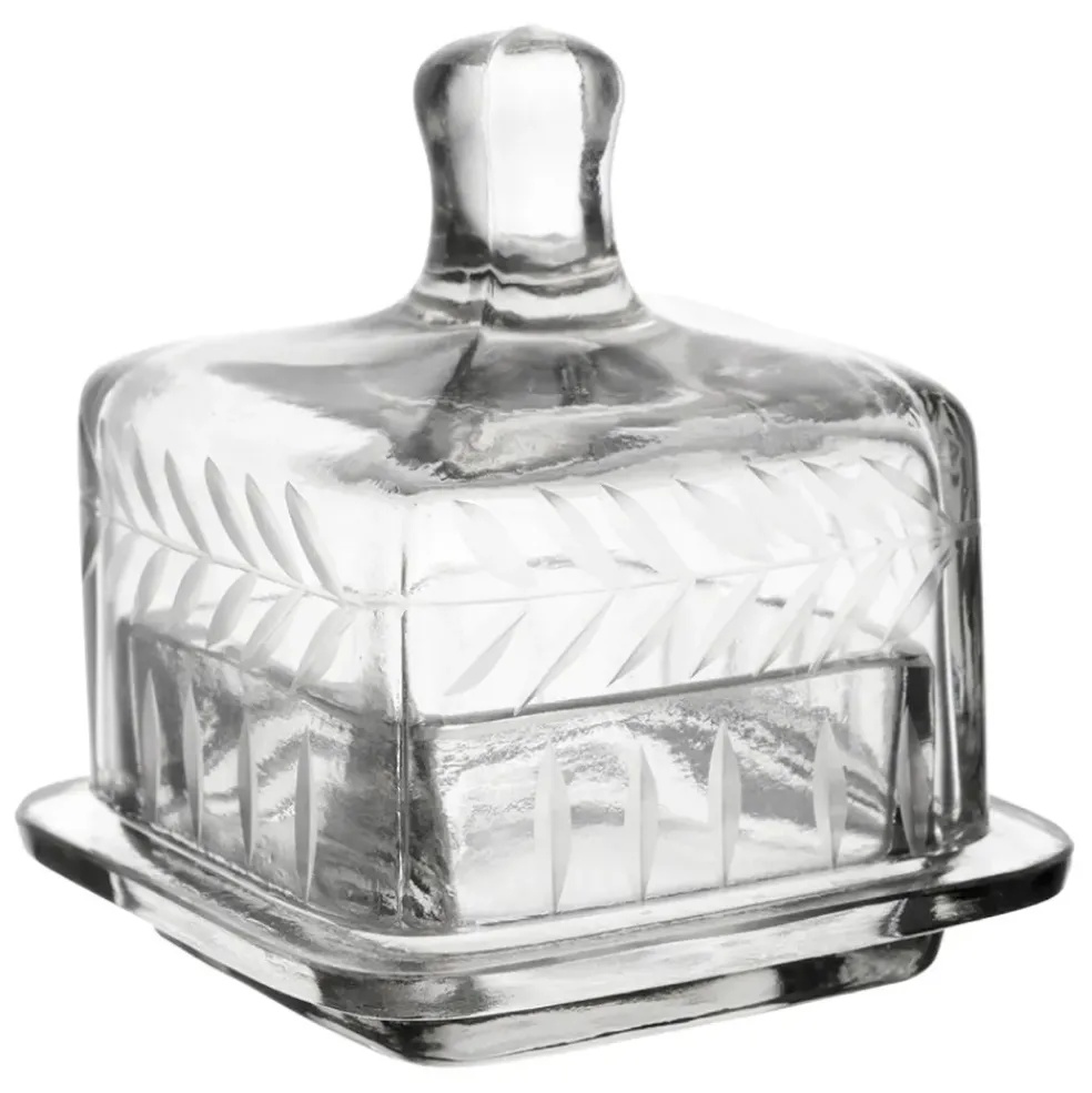Beurrier carré en verre transparent 8x8cm - Azelie