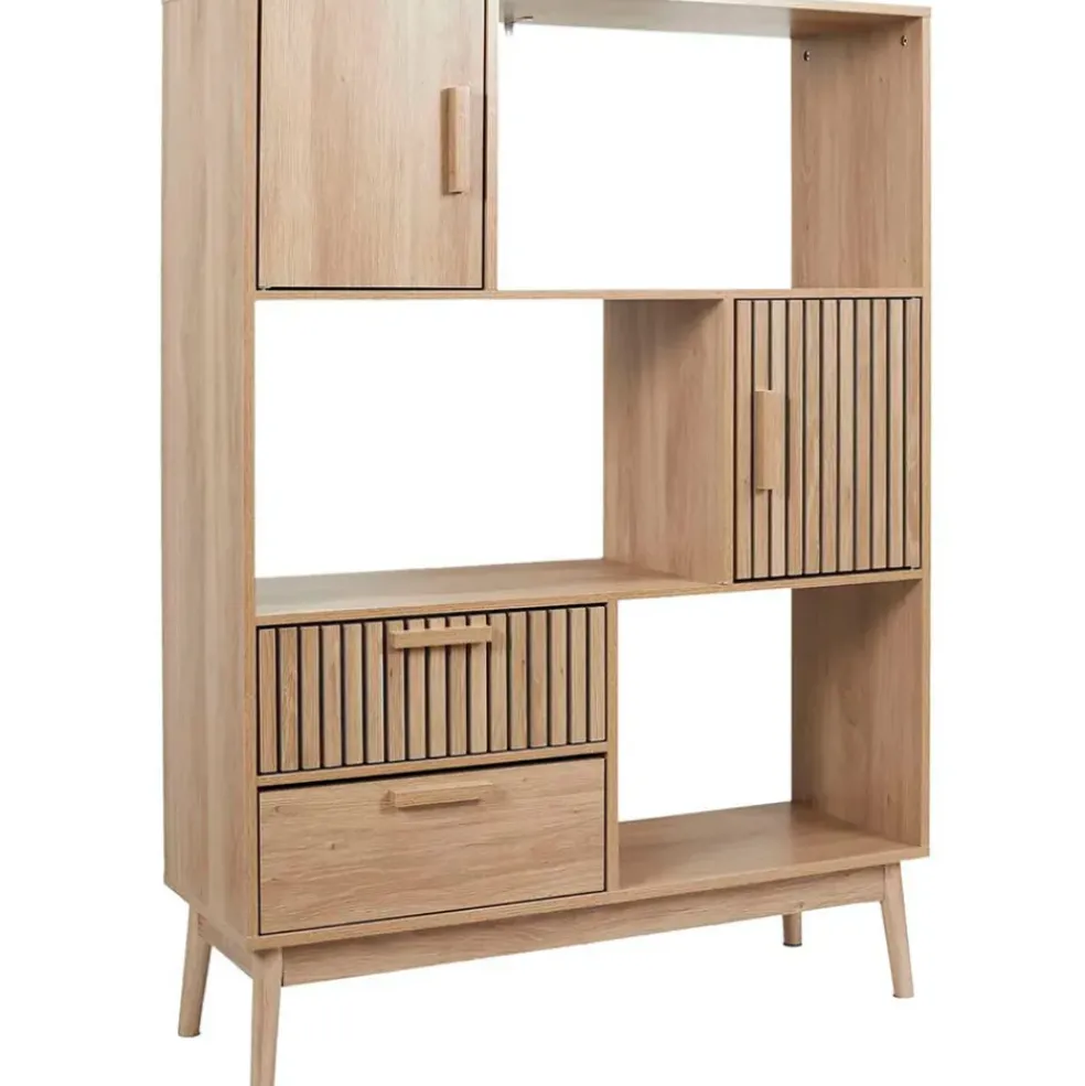 Bibliotheque en bois naturel h140cm - Kara