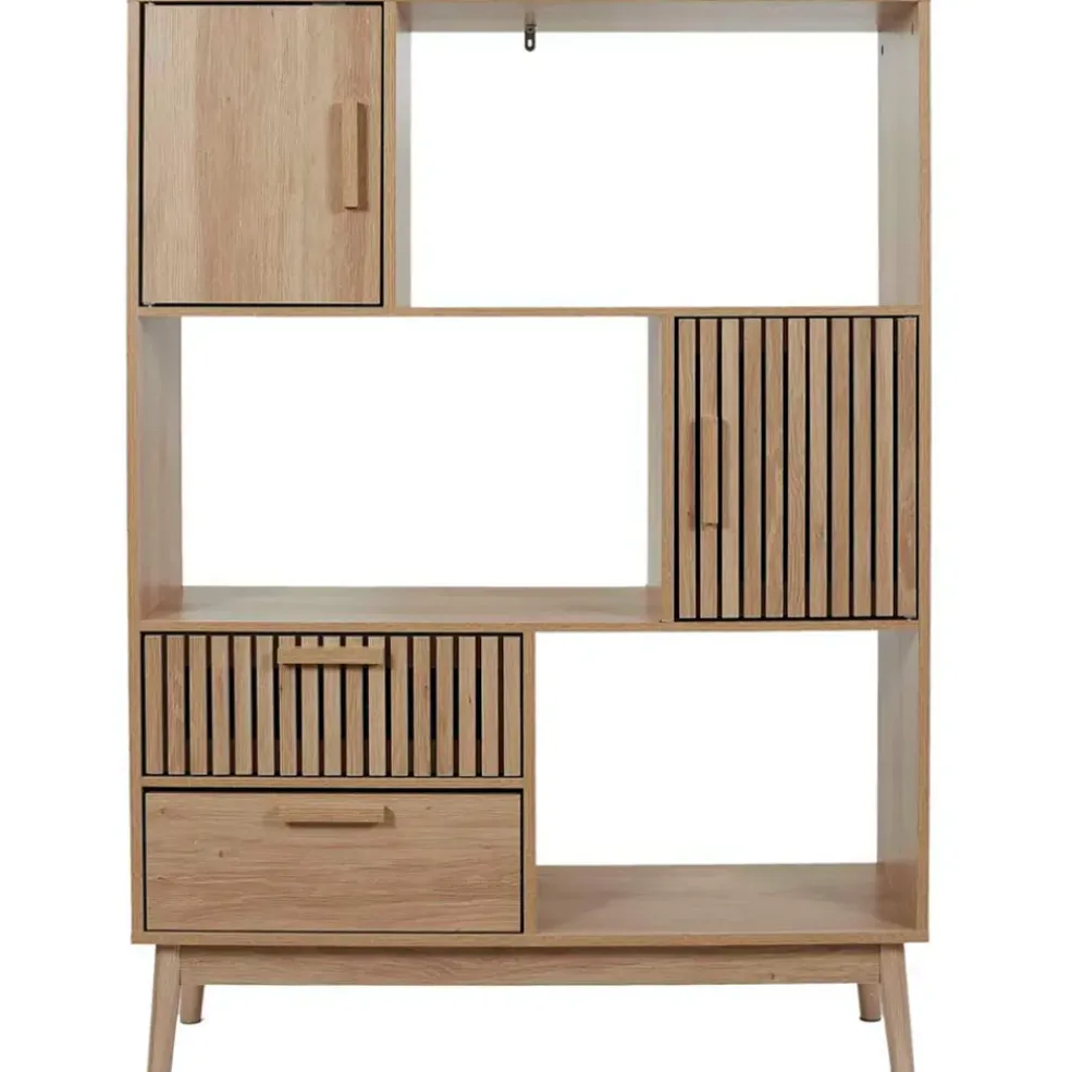 Bibliotheque en bois naturel h140cm - Kara