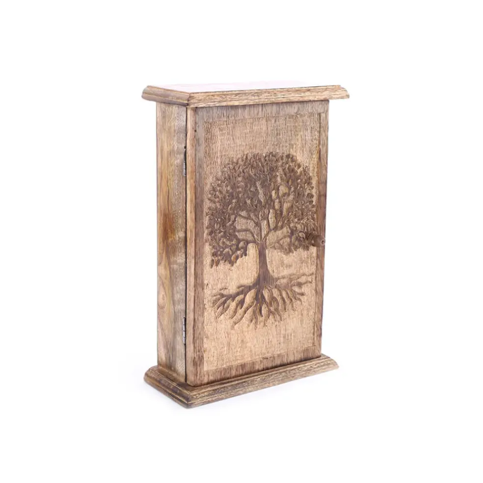 Boite à cles arbre de vie en bois naturel 18x7.5xh28cm