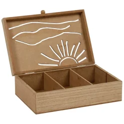 Boite gigogne avec couvercle x2 sweet leaves naturel 22x14.5xh7+16x10.5xh5.5cm mdf