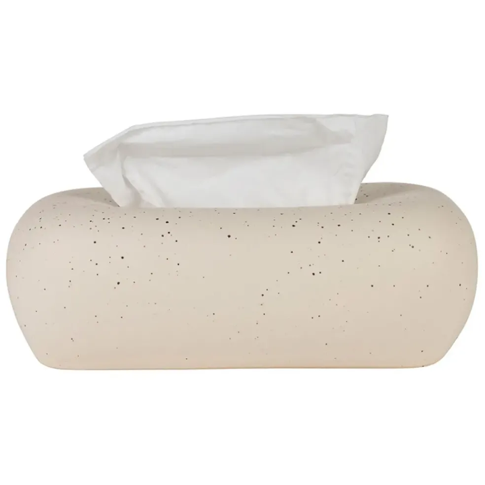 Boîte à mouchoir en grès blanc moucheté - Klosen