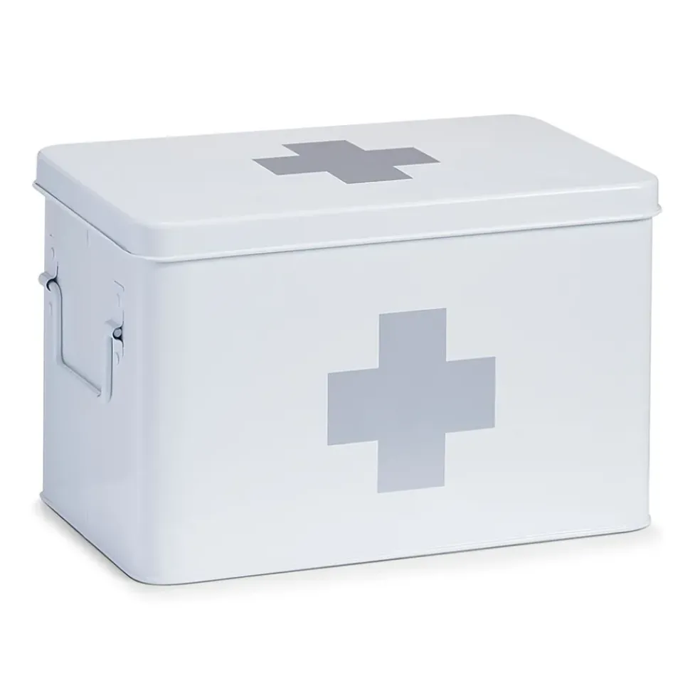 Boîte à pharmacie en métal blanc