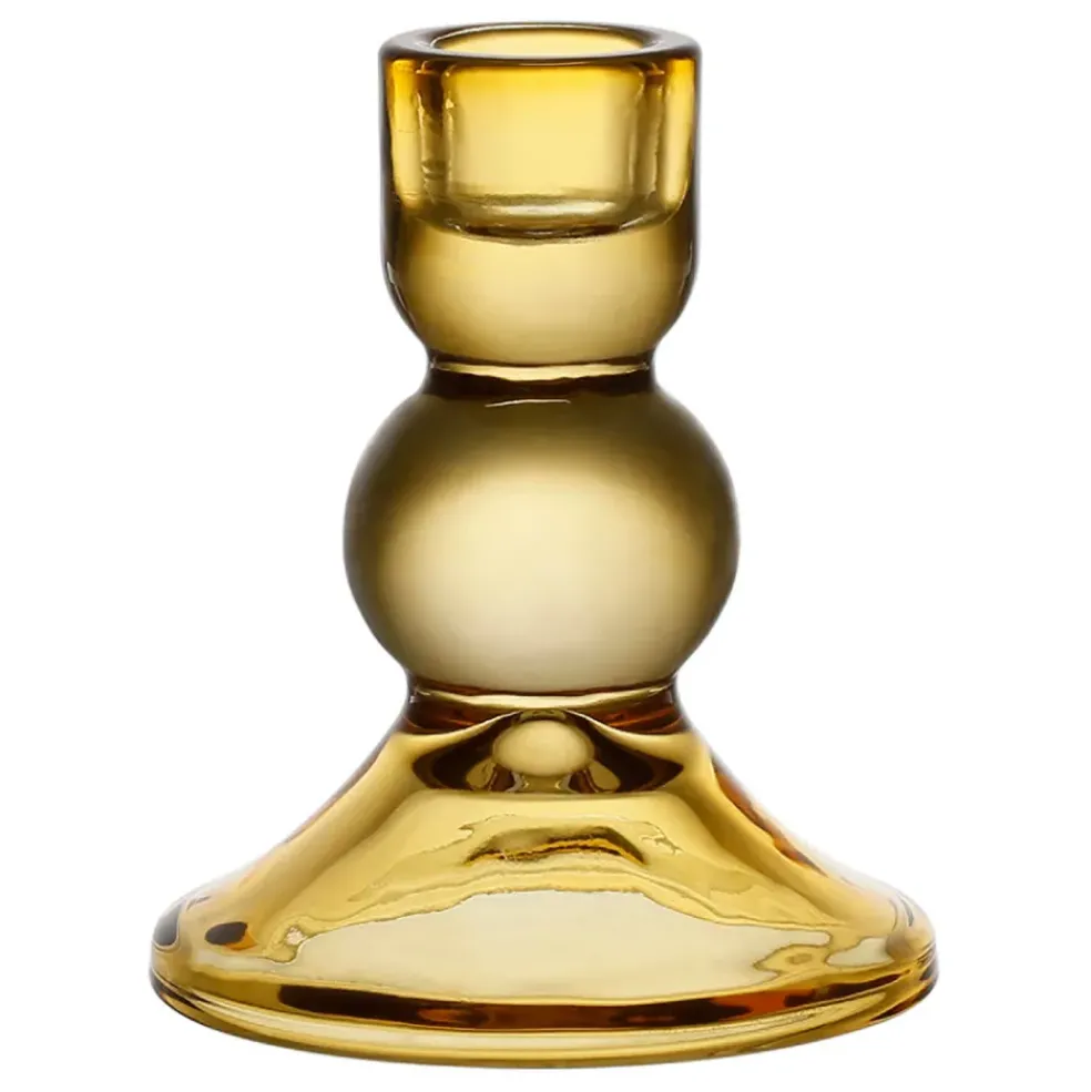 Bougeoir en verre ambre h10cm - Alphe