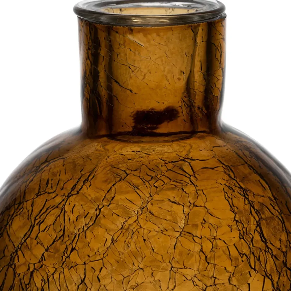 Bougeoir en verre ambre h15.4cm - Oanez