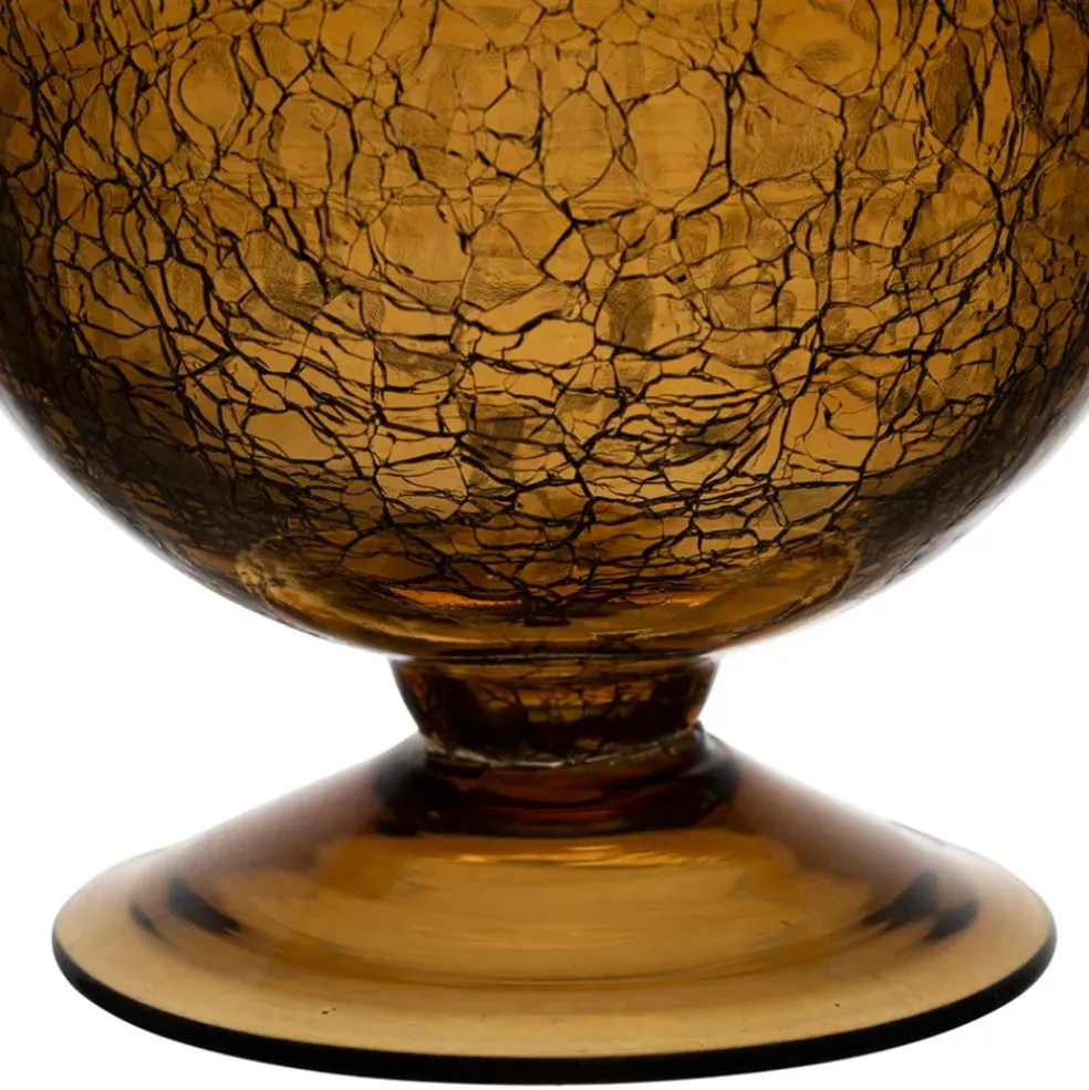 Bougeoir en verre ambre h15.4cm - Oanez
