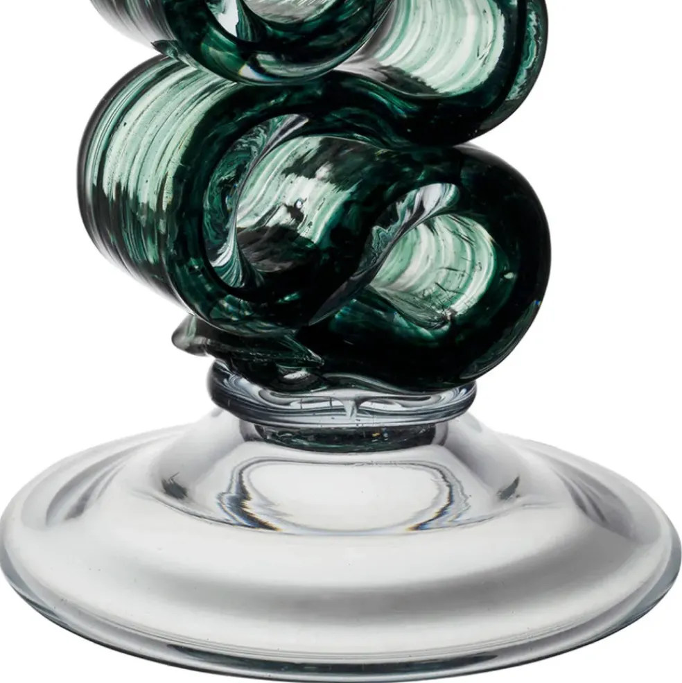 Bougeoir en verre émeraude h23.5cm - Sablon