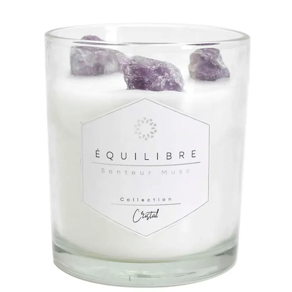 Bougie parfumée Musc avec pierre 35h