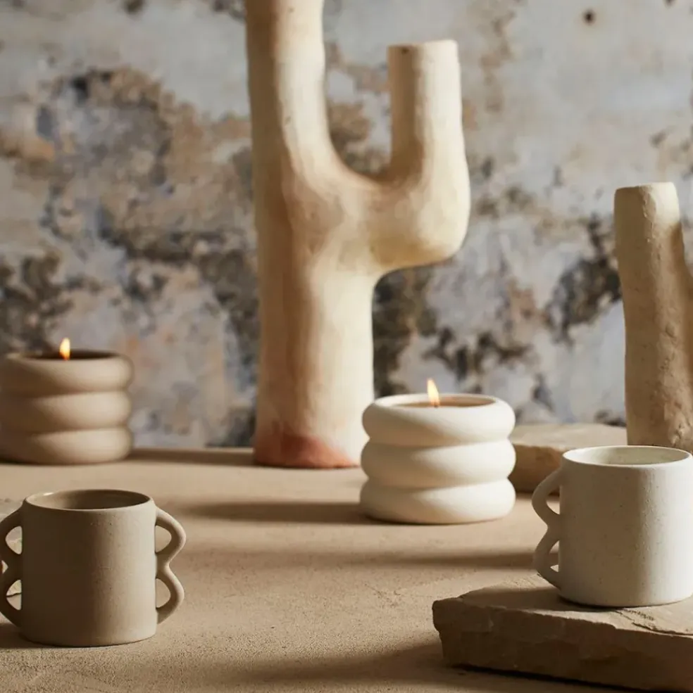 Bougie senteur sunset en grès beige