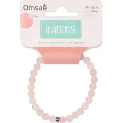 Bracelet quartz rose perles rondes 6mm