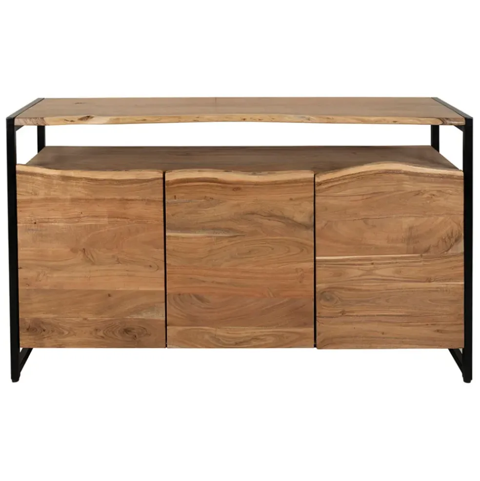 Buffet 3 portes en acacia et pieds en fer noir - Brooklyn