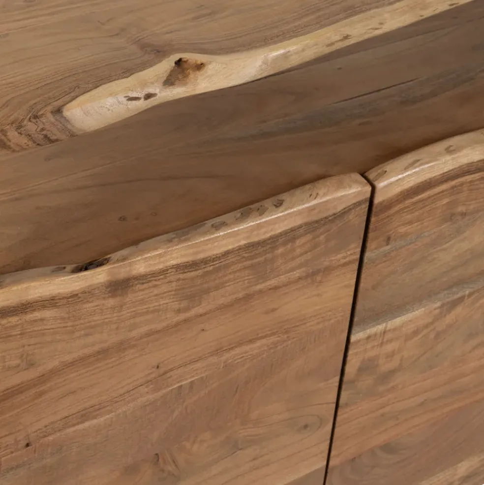 Buffet 3 portes en acacia et pieds en fer noir - Brooklyn
