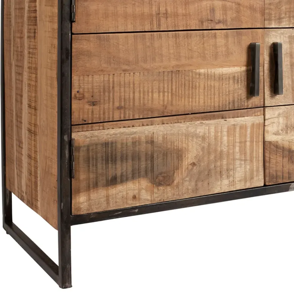 Buffet bas en acacia et fer 2 portes H105cm -Factory