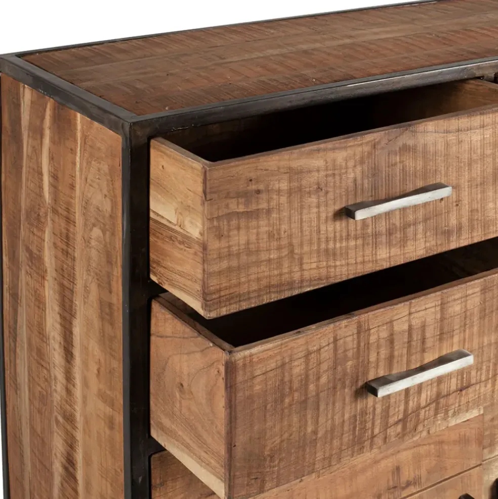 Buffet bas en acacia et fer 2 portes H105cm -Factory