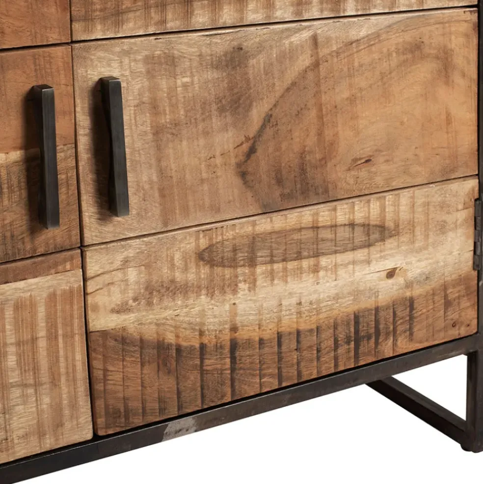 Buffet bas en acacia et fer 2 portes H105cm -Factory