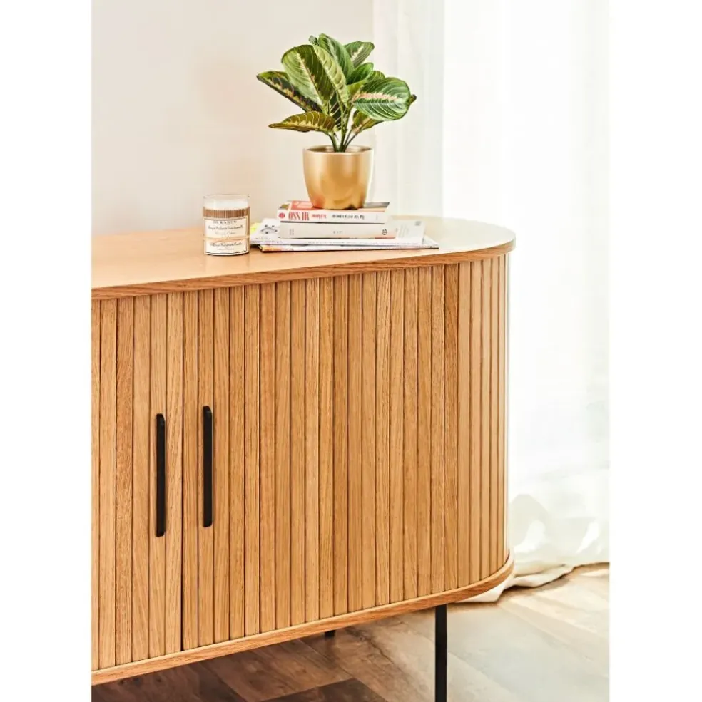 Buffet en placage chêne naturel 140x45cm - nola