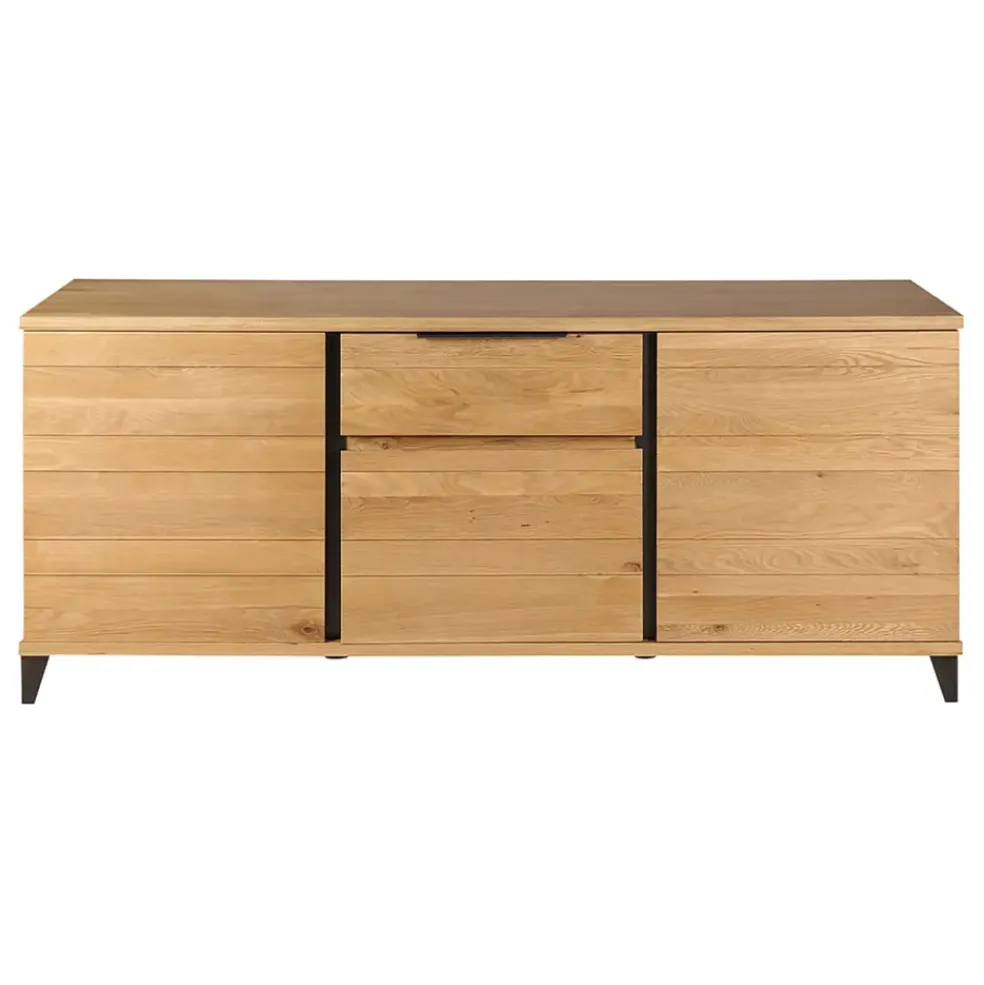 Buffet enfilade chêne massif 3 portes et tiroir - Manny