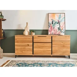 Buffet enfilade chêne massif 3 portes et tiroir - Manny