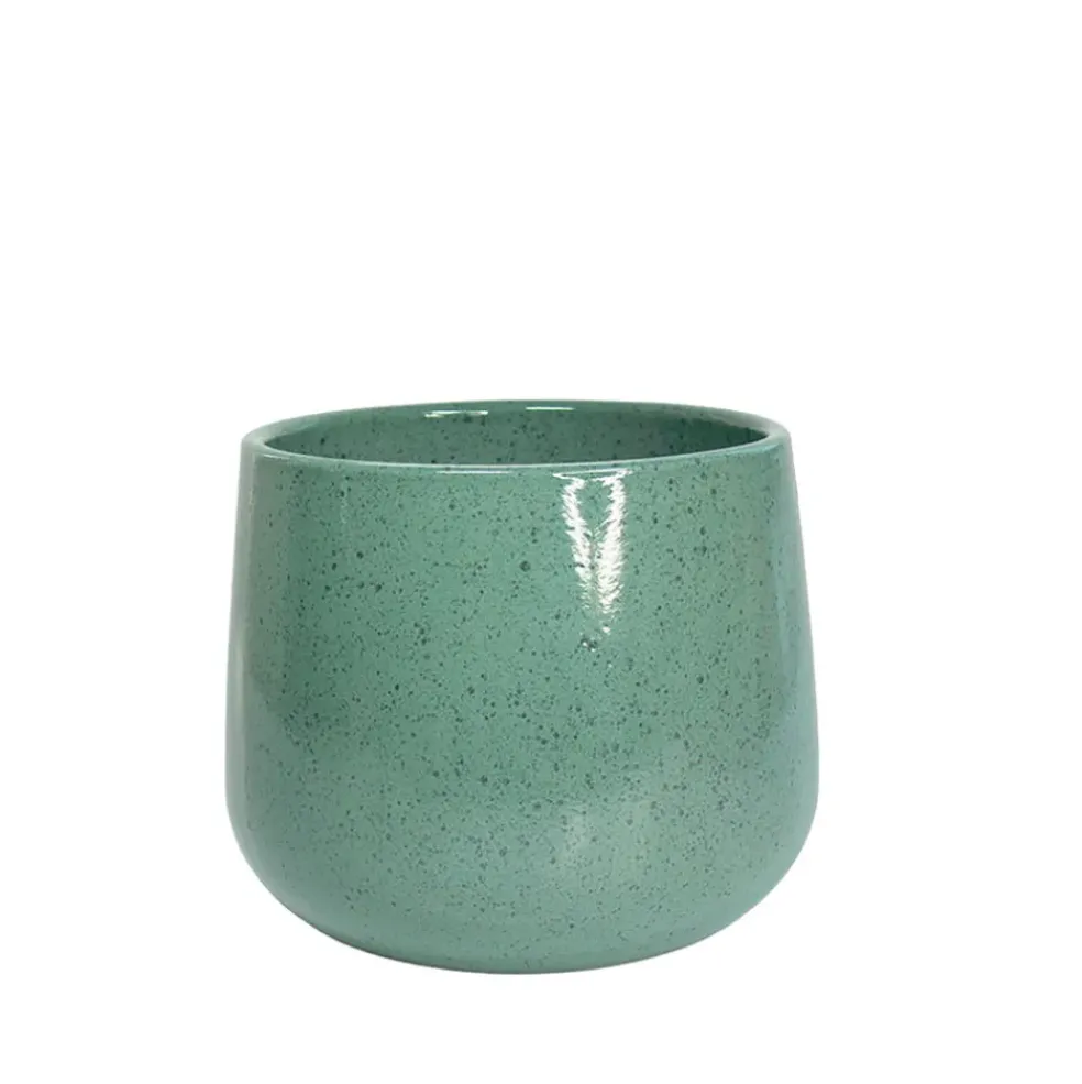 Cache pot en céramique vert d13.5cm