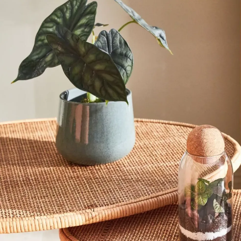Cache pot en céramique vert d13.5cm