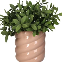 Cache-pot torsadé en grès rose d14cm