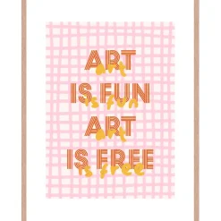 Cadre avec affiche "Art is Fun Art is Free" en chêne clair 50x70cm - Lario