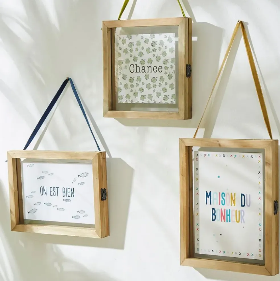 Cadre déco maison bonheur ruban multicolore 20x25cm