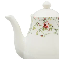 Cafetiere en Faïence blanc et multicolore - fleurs champs