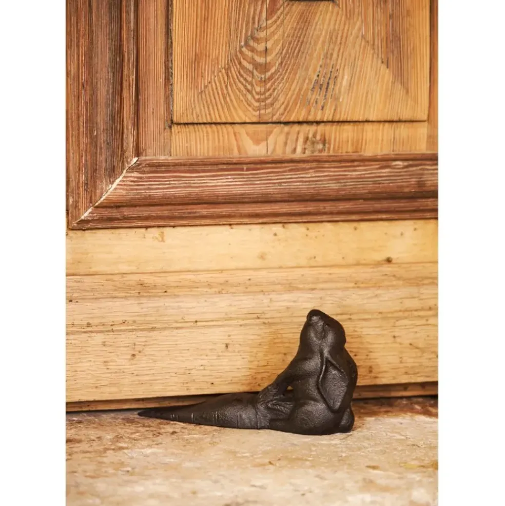 Cale porte lapin en fonte brun