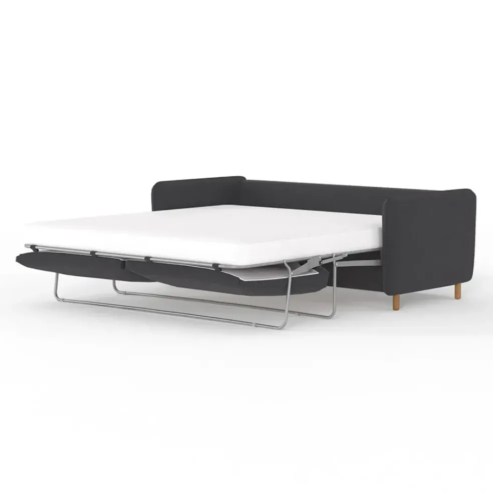 Canapé convertible 2 places Bultex Gustave - Velours Vintage - Adore Anthracite