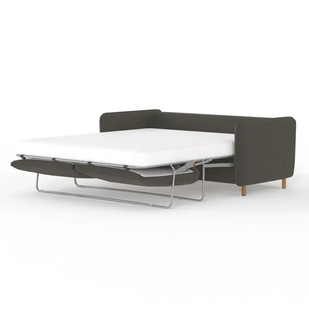 Canapé convertible 2 places Bultex Gustave - Velours Vintage - Adore Anthracite