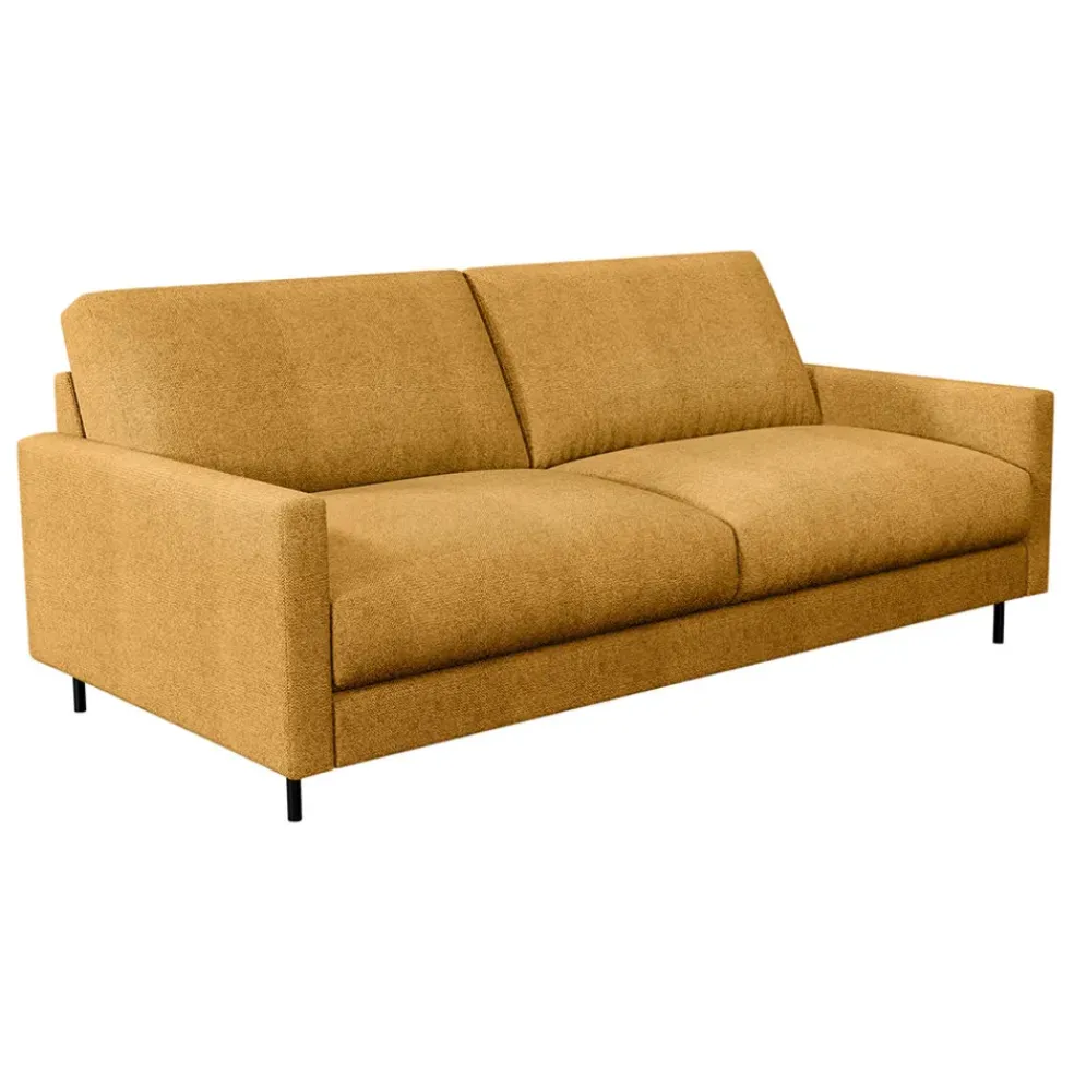Canapé fixe 3 places Gaspard - Tissu Texturé - Crown Moutarde